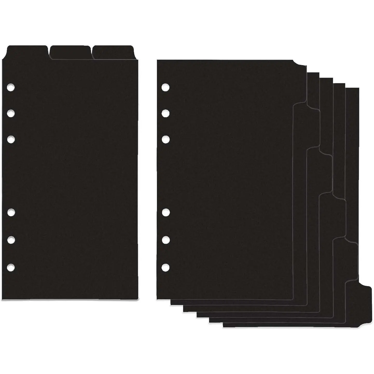 2 Set A6 Binder Dividers Black Plastic Index Divider Blank Side 6 Tabs Top 3 Tabs Planner Insets 9 Sheets Refillable Page Protectors for 6 Ring Binder Notebook