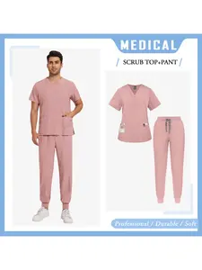 Simple Lightweight High Quality Medical Workwear Multicolor Surgical Uniforms Unisex Scrubs Top+Pants Jogger Set Nurse Clothing