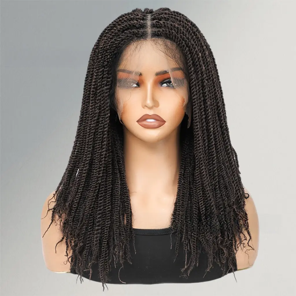 Kinky braid style braided dreadlock wig 18inch full lace braided glueless twist wig for women
