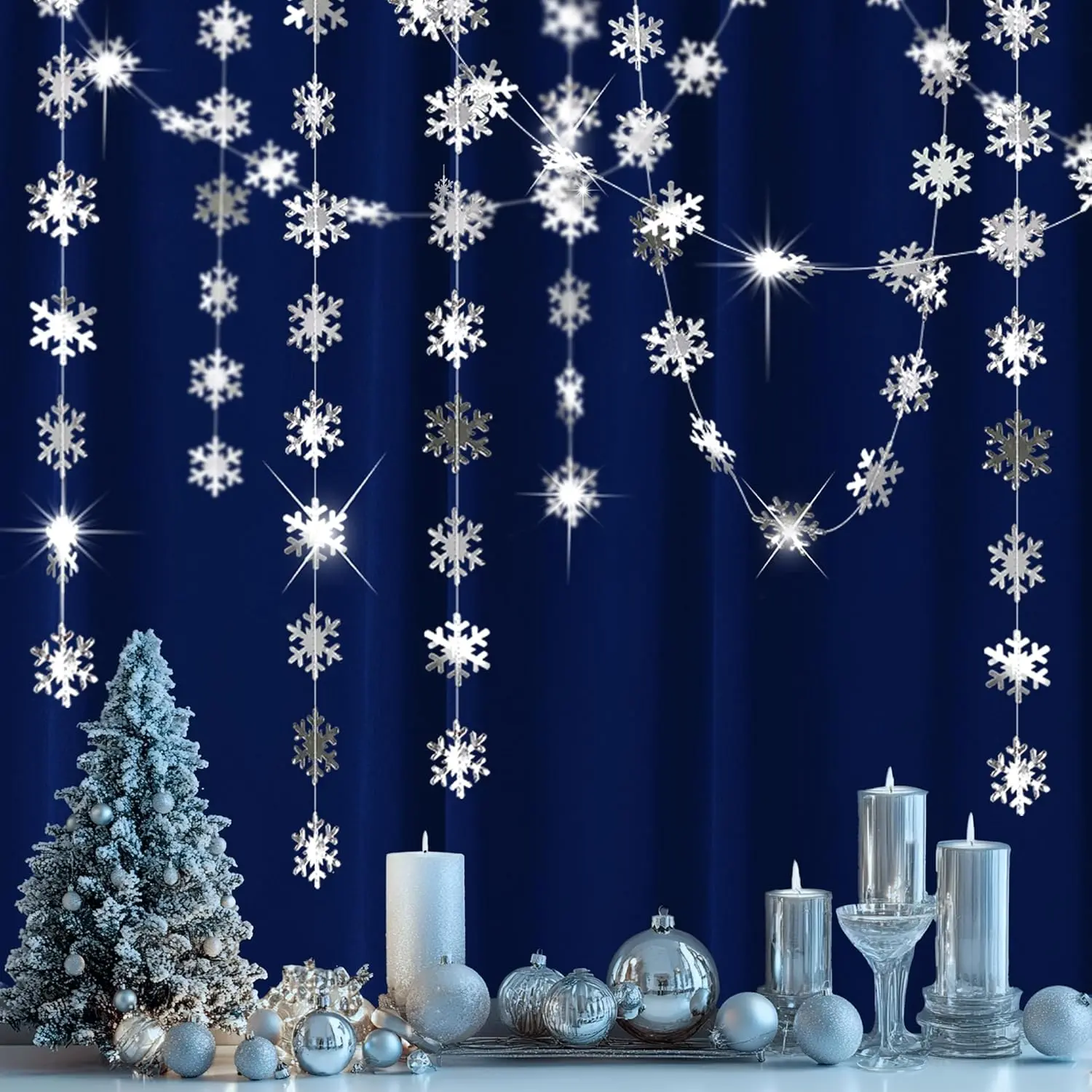 Clearance Winter Wonderland  Snowflakes Decorations  Christmas Garland for Onederland  Year Office Dorm Hanukkah Holiday Bridal Shower Winter Ceiling Decor Xmas Backdrop