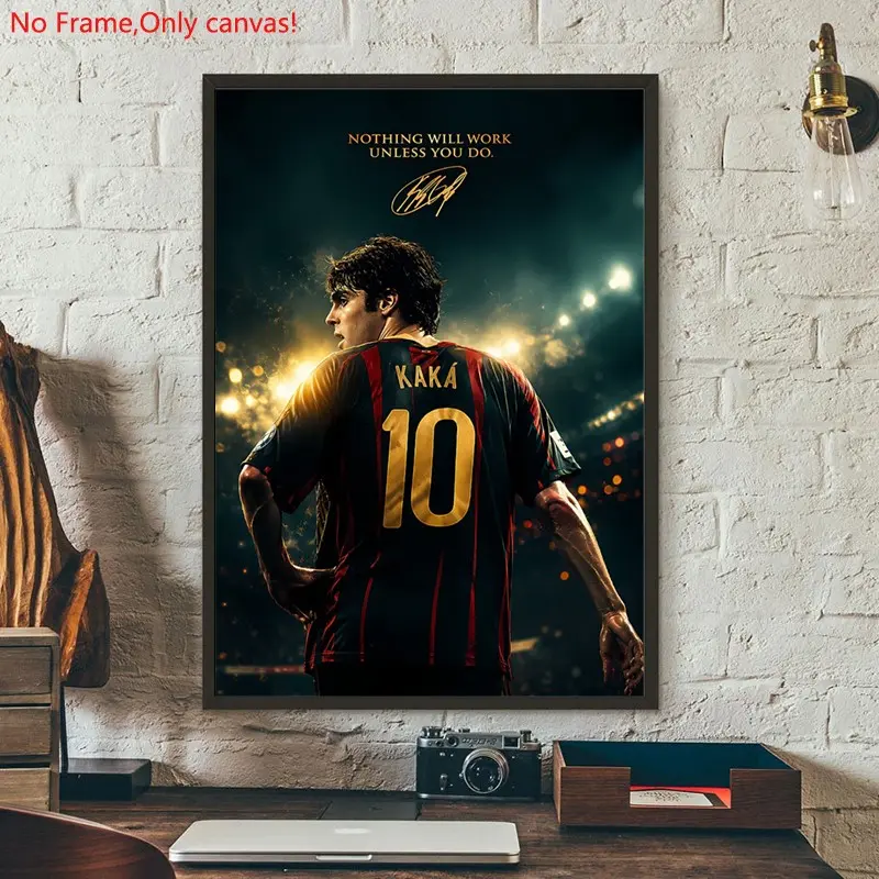1 piece/set frameless canvas painting print poster, Classic Football player art, Kaka Soccer Poster, a perfect gift for football loves, ideal gift for bedroom, living room, dorm hallway, kitchen, mural, wall decoration, room decor