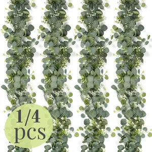 Artificial Eucalyptus Garland, Creative DIY Spring Green Faux Eucalyptus Leaf Vine, Decorative Plants for Wedding Party Home Garden, Fake Plant Vine, Decoration