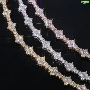 18K Gold Plated Alternating Star & Square CZ Tennis Bracelet, 6.5mm Iced Out Sparkling Unisex Jewelry,Premium Bracelet Secure Spring Clasp Closure, 3 Sizes 3 Colors, Ideal For Daily Wear, Weddings, Birthdays And Valentine's Day Gifts Perfect Gift