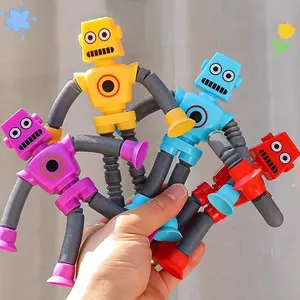 4PCS Telescopic Suction Cup Robot Fidget Toy - Pop Tubes Shape Changing Sensory Toy for Kids, Stress Relief Autism Fidget for Anxiety for Teens and Adults