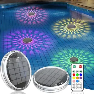 2-Pack Solar Floating Pool Lights, 9 Modes, Remote Control RGB Night Light, Ipx7 Waterproof, for In-Ground Pools, Bathrooms, Bathtubs, Pool Parties, Outdoor Waterproof Lights