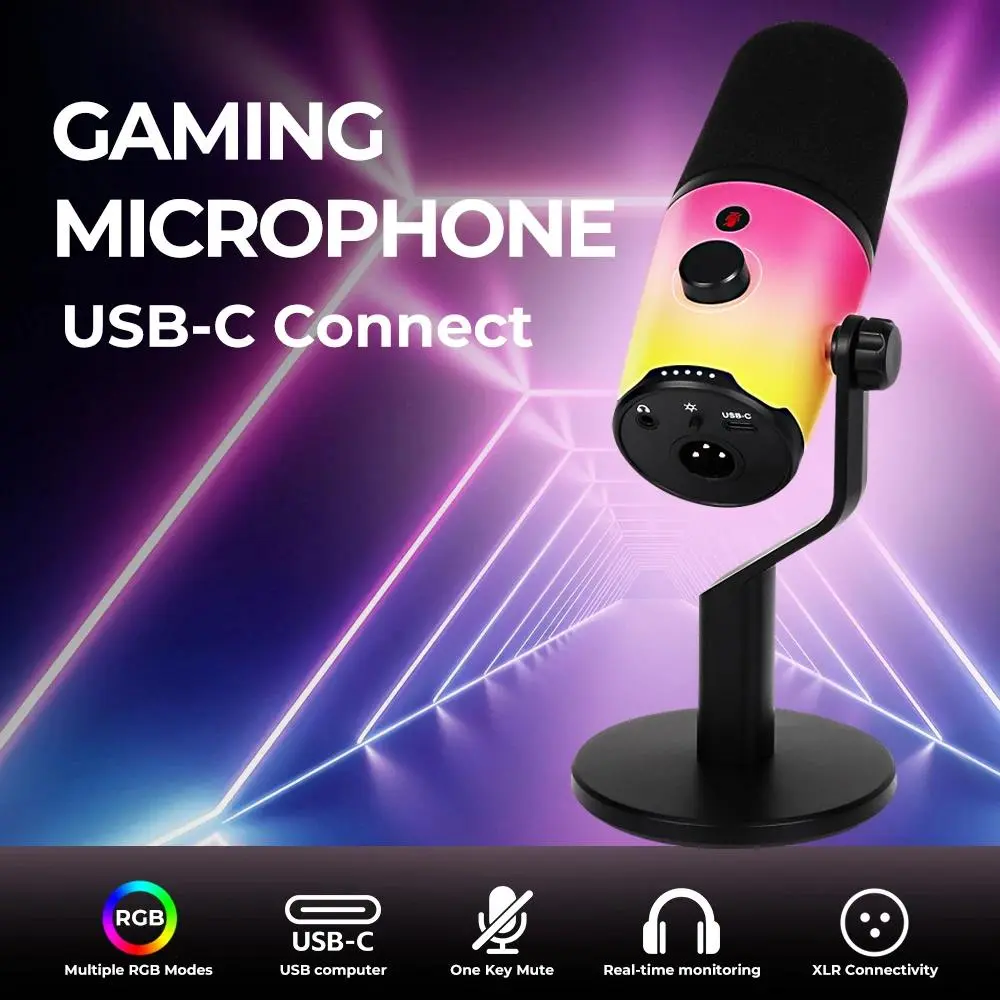 MV-5 K-MYZS Esports Microphone Professional Gaming Voice Capture Condenser USB Streaming Mic with Stand for PC Computer