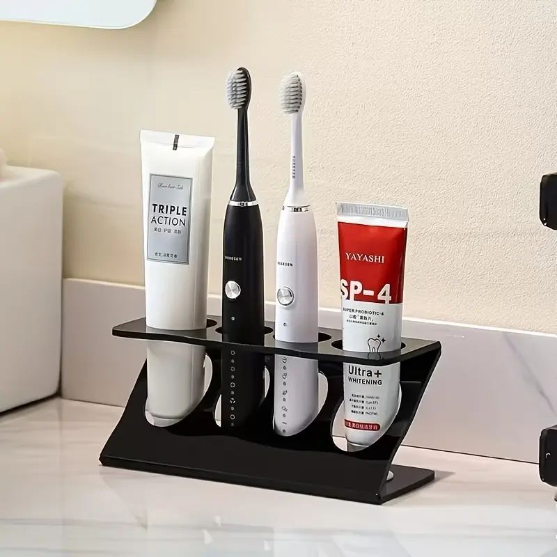 2Pcs Luxury Countertop Electric Toothbrush Holder Bathroom Vanity Organizer with Drainage Multifunctional Toothbrush Cup Storage Rack Household Desktop Caddy For Washroom Kitchen Decor Ideal Housewarming Christmas Holiday Gift Bathroom Must Haves
