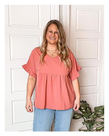 WIHOLL Womens Tops Casual V Neck Ruffle Sleeve T Shirts Babydoll Loose Fit Peplum Tops SpringStatements