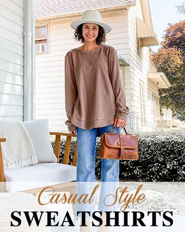 WIHOLL Womens Sweatshirt Crewneck Long Sleeve Shirts High Low Tops Curved Hem*(Size UP 1-2 for True Oversized Look!)*