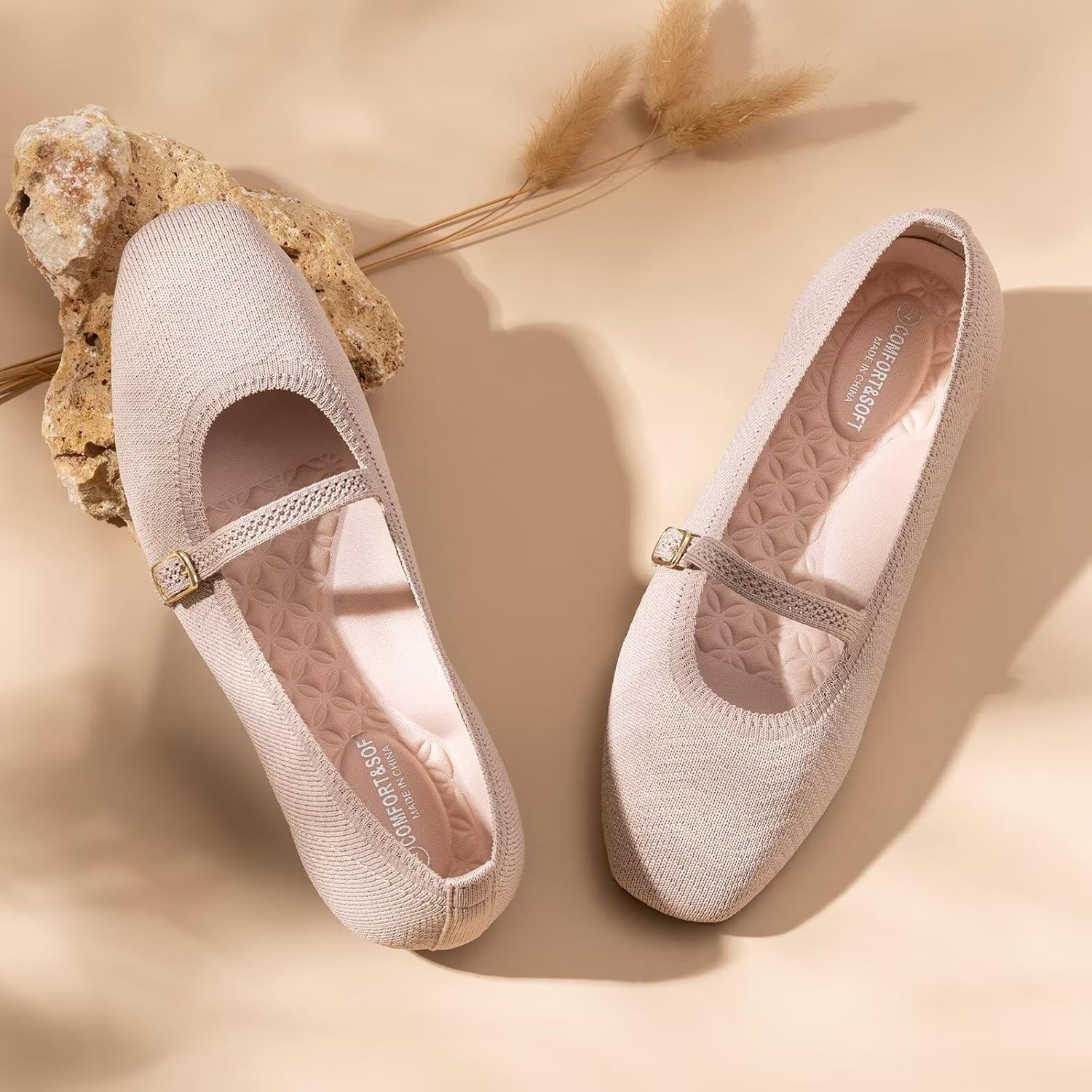 Frank Mully  Women’s Mary Jane Flats – Comfortable Square Toe Work Shoes, Slip-On with Ankle Strap  JS6078