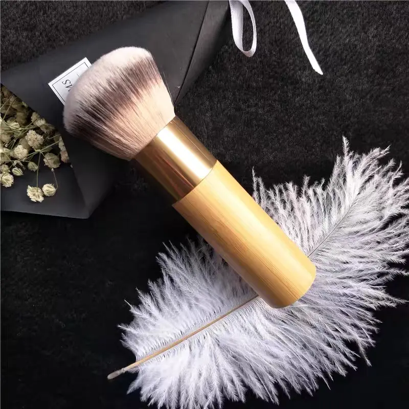 Fluffy Dome Foundation Brush - Large Dense Face Makeup Brush for Liquid, Cream & Powder, Seamless Airbrushed Finish,Large Buffing Foundation Brush - Premium Synthetic Dense Makeup Brush for Flawless Blending, Bamboo Handle Cosmetic Tool