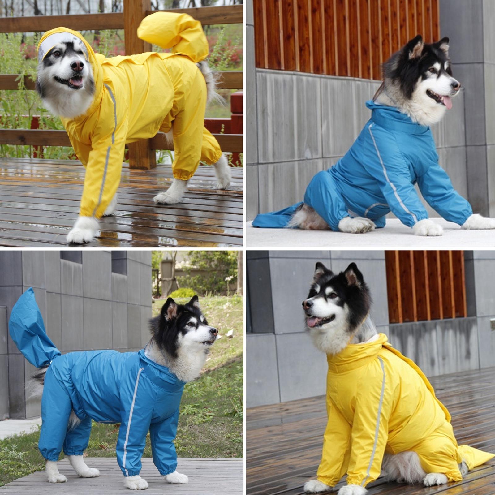 Adjustable Reflective Dog Raincoat, 1 Count Waterproof Dog Raincoat with Detachable Tail Cover, Lightweight Pet Raincoat for Small Medium Large Dogs