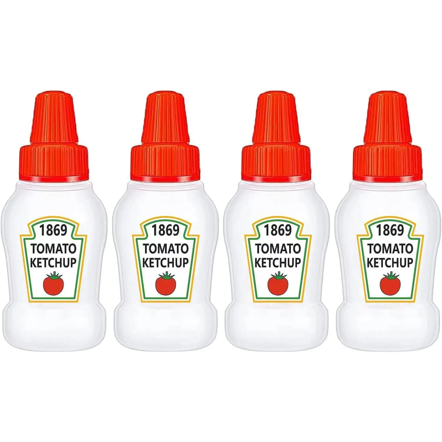 4 count Mini Ketchup Bottle for Bento Box Accessories, 1 oz Condiment Squeeze Bottles Empty Plastic Salad Dressing Container Tomato Ketchup Condiments  Squeezable Jar for Sauces Syrup