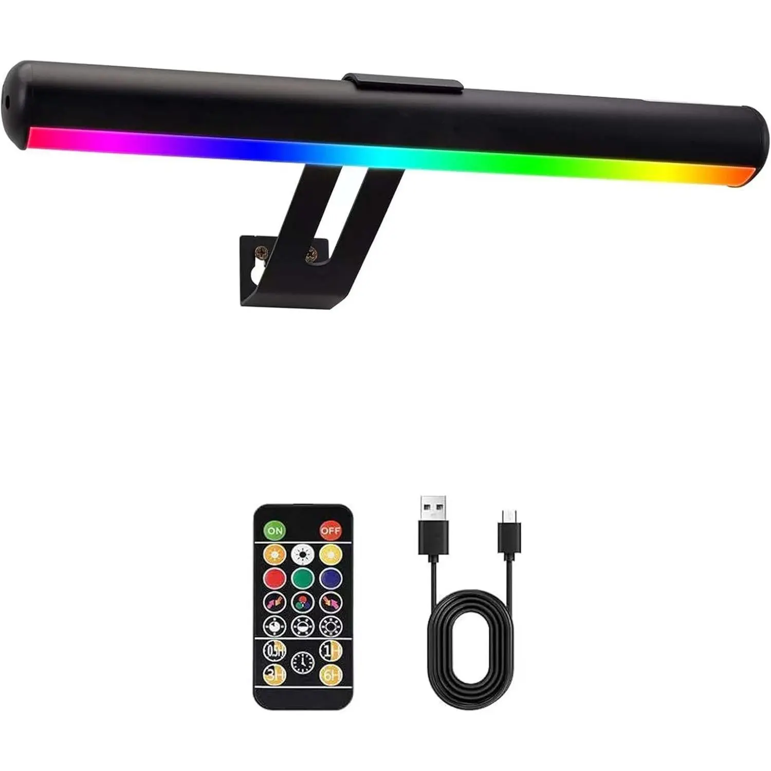 Picture Light Battery Operated, Picture Lights for Wall, Wireless Picture Light for Paintings, 48 LED, 16 Color Changing, Dartboard Light with 2 Base for Art-Black