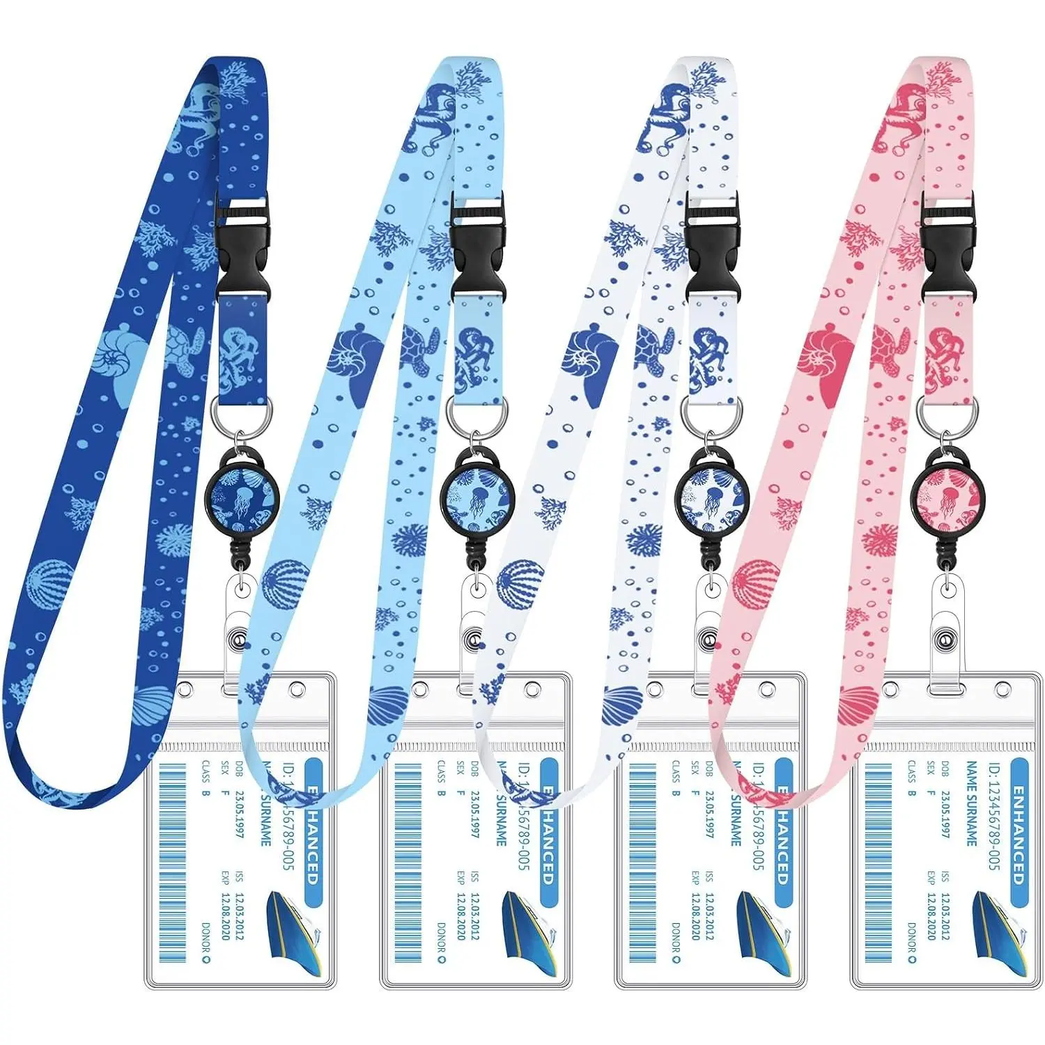 4 Pack Cruise Lanyard for Ship Cards Lanyards with Retractable Badge Reels and  ID Badge Holder,   2026 Cruise Essentials Accessories