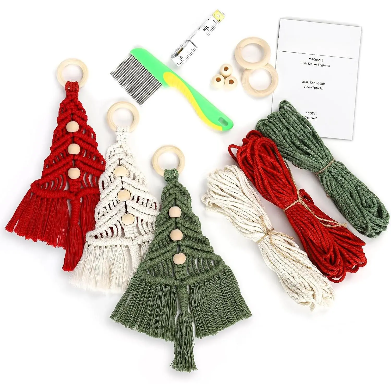Macrame Kit for Beginners with Step-by-Step Video Tutorials Christmas Tree Craft Starter Kit for Adults  DIY Wall  Art Decor  Activity   Xmas