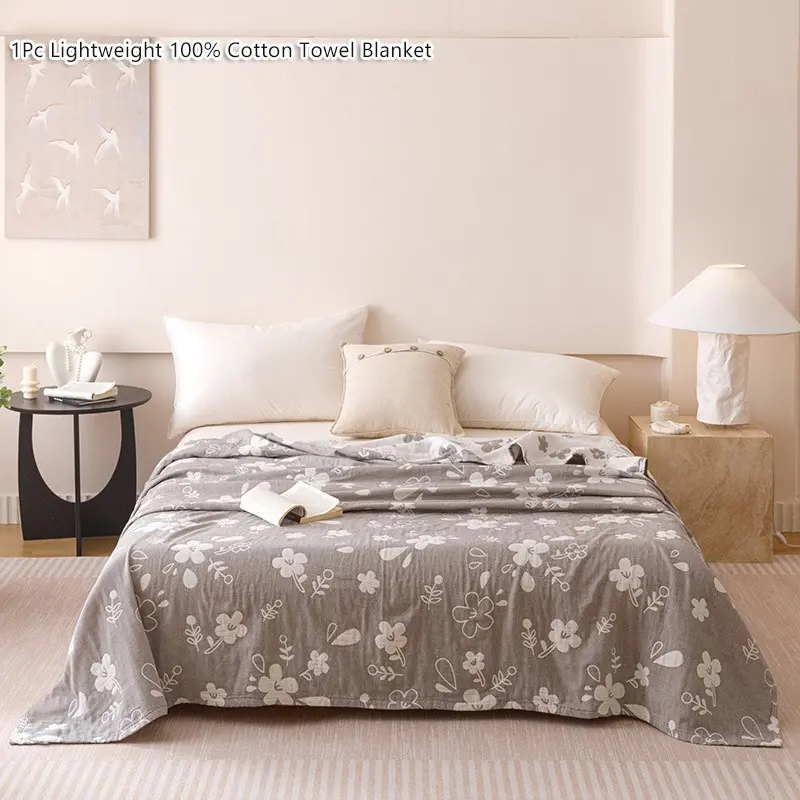 1pc 100% Cotton Three-layer Weave Coverlet- Does Not Include Pillowcase, Suitable for Leisure, Bedroom, Outdoor Use in All Seasons, Single and Double Size, Soft Pure Cotton Lightweight Blanket