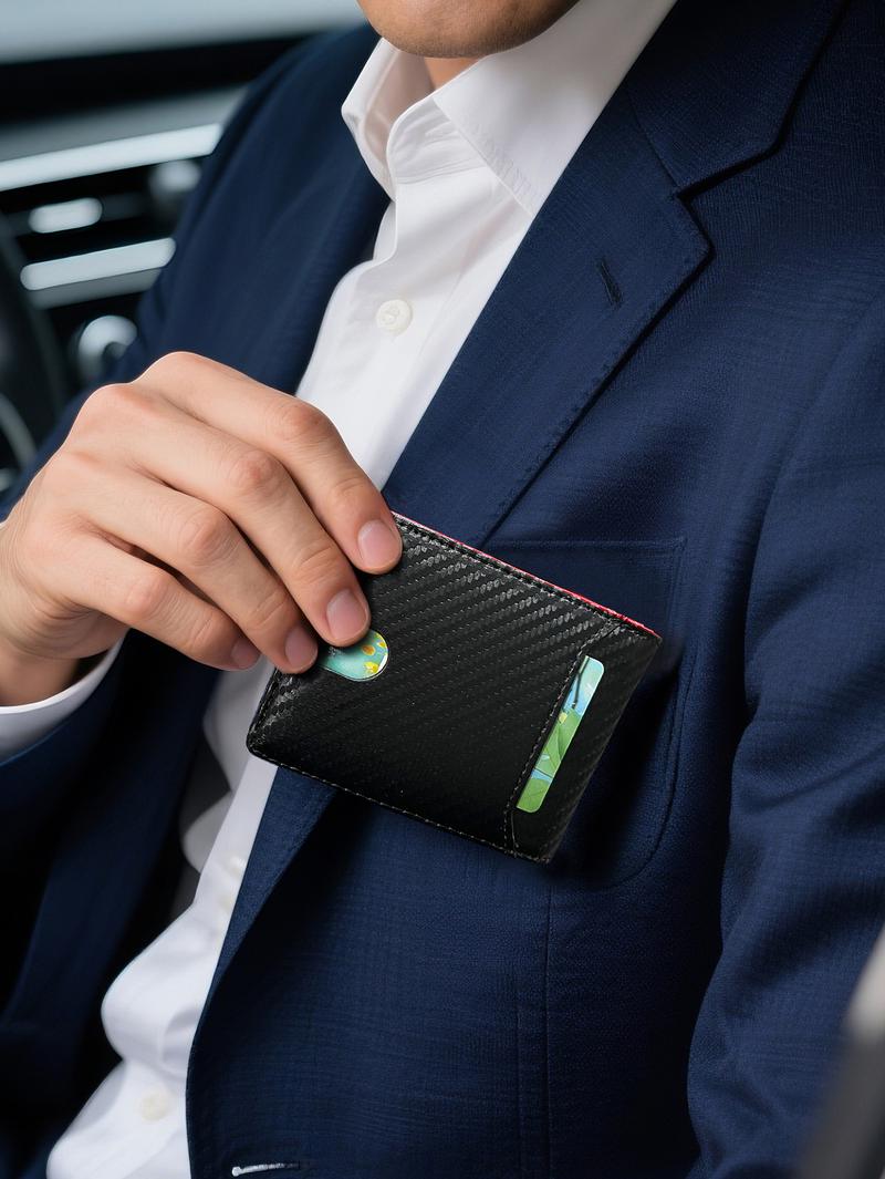 Men's Slim Fit RFID Blocking Microfiber Leather Wallet, Large Capacity Design, 9 Credit Card Slots, Business Style, All Seasons Use