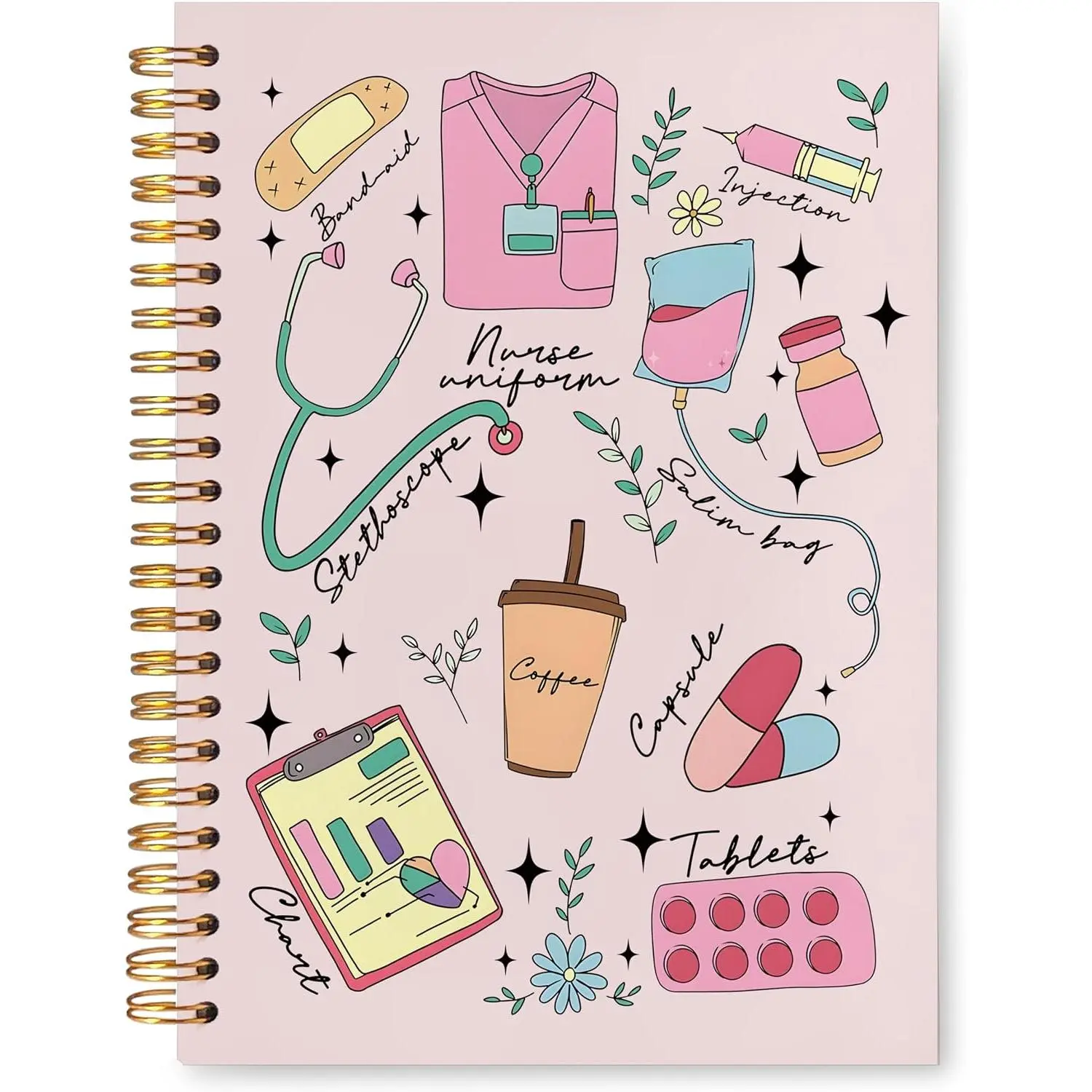 Nurse Notebook,  Notebook,  Student Gifts, Nurse Appreciation Gifts, Nurse Supplies,  Nurse Hardcover Spiral Journal Notebook 5.5x8.3 Inch