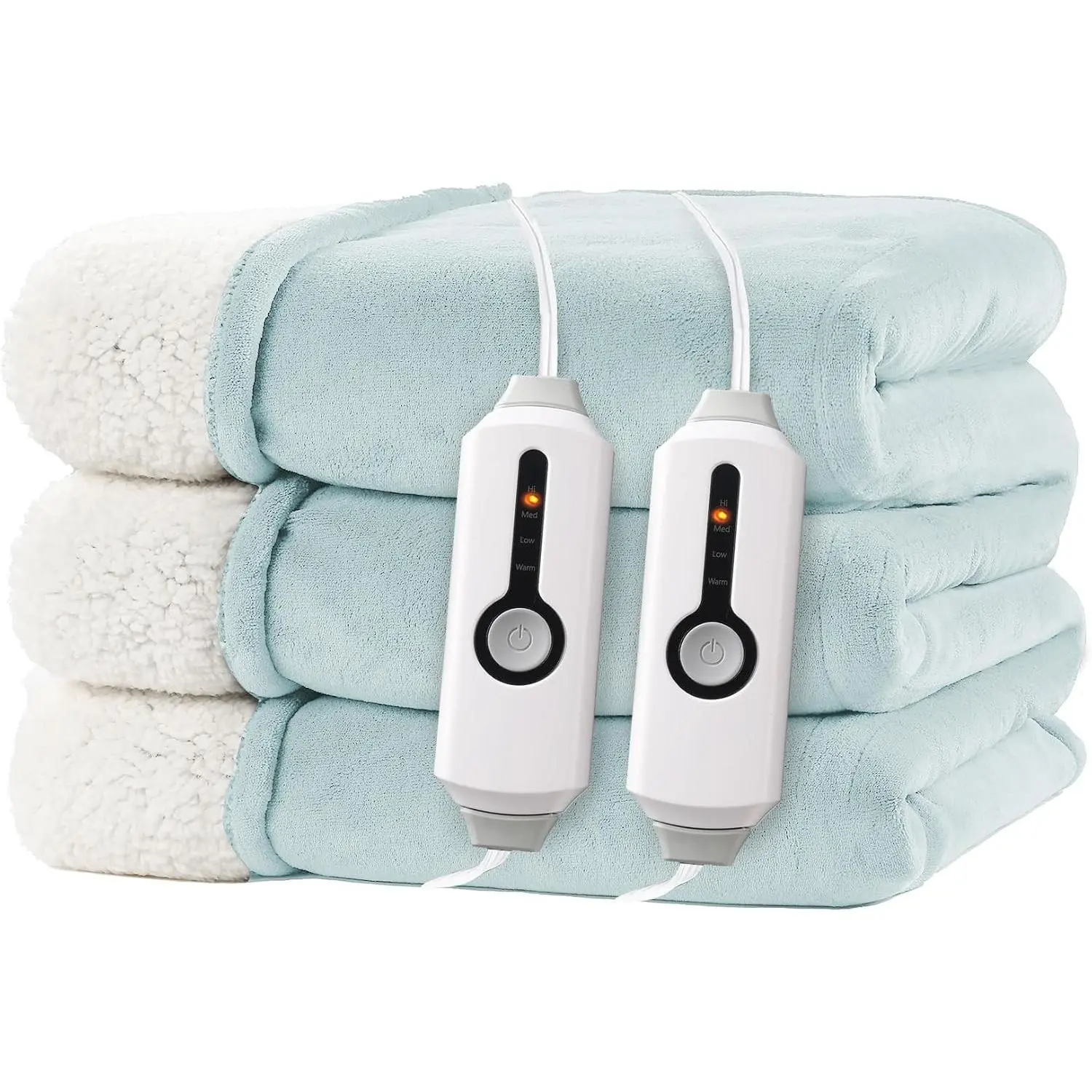 Electric Heated Blanket Queen Size 84"x90" – Spring Green | ETL for Safe Overnight, 4 Heat Settings & 10H Auto Off, Dual-Sided Microplush Sherpa for Home Night, Machine washable