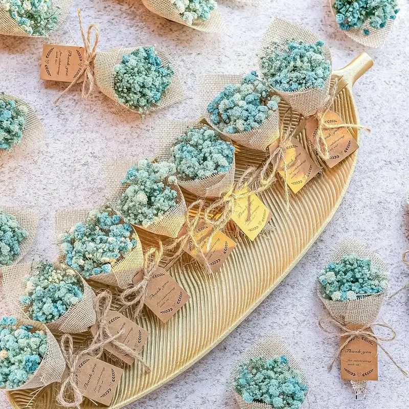 20-Piece set Mini Magnet Dried Flowers Bouquet for Rustic Wedding Favors,Baby Shower Party Favors for Guests,Bridal Shower Party Gifts,Baptism Favors,Thank You Favor.(Blue)
