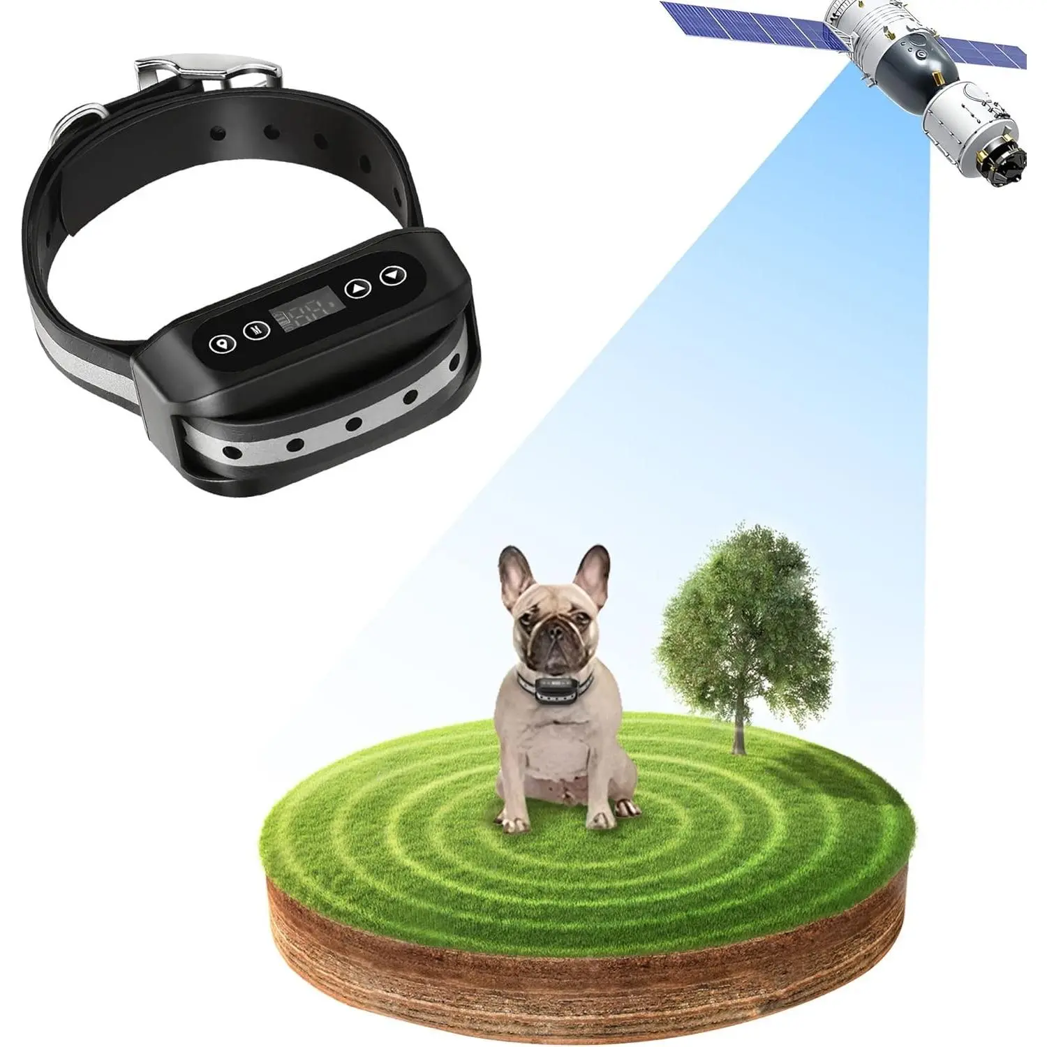 GPS Wireless Dog Fence System, Electric Satellite Technology Pet Containment System by GPS Signal Boundary for Dogs and Pets with Waterproof & Rechargeable Collar Receiver(Black)