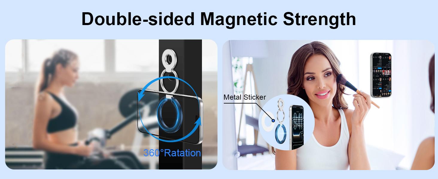 Magnetic Ring Holder for MagSafe Dual-Side Magnetics, Removable Gym Phone Grip with Kickstand Loop for iPhone Air/17/16/15/14/13/12 Pro Max MagSafe Case All Phones Compatible with Magnetic Car Mount Magnetic Ring Holder for MagSafe Dual-Side Magnetics, Removable Gym Phone Grip with Kickstand Loop for iPhone Air/17/16/15/14/13/12 Pro Max MagSafe Case All Phones Compatible with Magnetic Car Mount