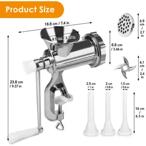 Large household meat grinder manual meat grinder - sausage machine desktop mounted pork meat grinder sausage stuffing funnel for making homemade burger patties by hand