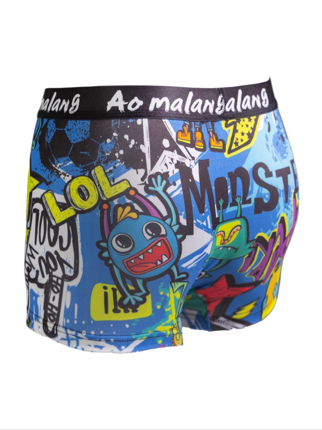 Random Color Men's All Over Print Boxer Brief, Casual Comfy Breathable Underwear Boxer Briefs for Daily Wear, Mens Underwear for All Seasons, Undergarments, Heart Print Boxers