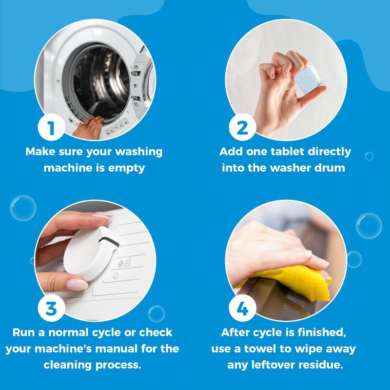 ACIGEA 24PCS Washing Machine Cleaner - Deep Cleaning, Descaling & Deodorizer for Drum & Washing Tub Internal Seals, 1 Year Supply,Deep Cleaning Tablets For HE Front Loader & Top Load Washer