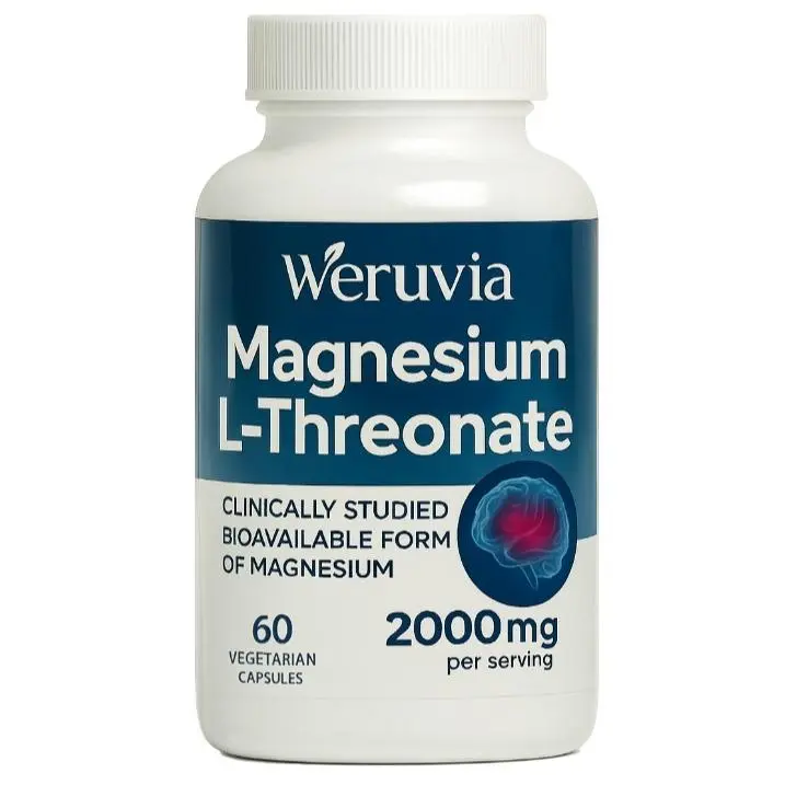 Magnesium L-Threonate, Magtein, Brain Supplement for Memory, Focus, Sleep & Cognitive Support, Highly Absorbed Magnesium L-Threonate, Non-GMO, Non-Laxative - 2000 mg, 60 Veggie Capsules
