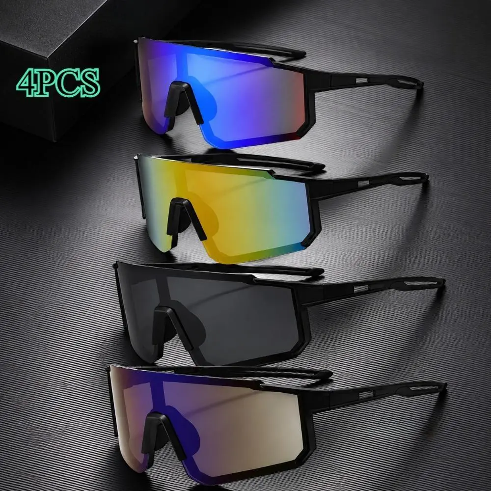Men's 4-Pack Polarized Sporty Sunglasses, Lightweight Reflective Mirror Eyewear with UV400 Protection, Glare Reduction for Multi-Sports, Cycling, Chic Men's Sunglasses, Sports Eyewear, Mirror Lens