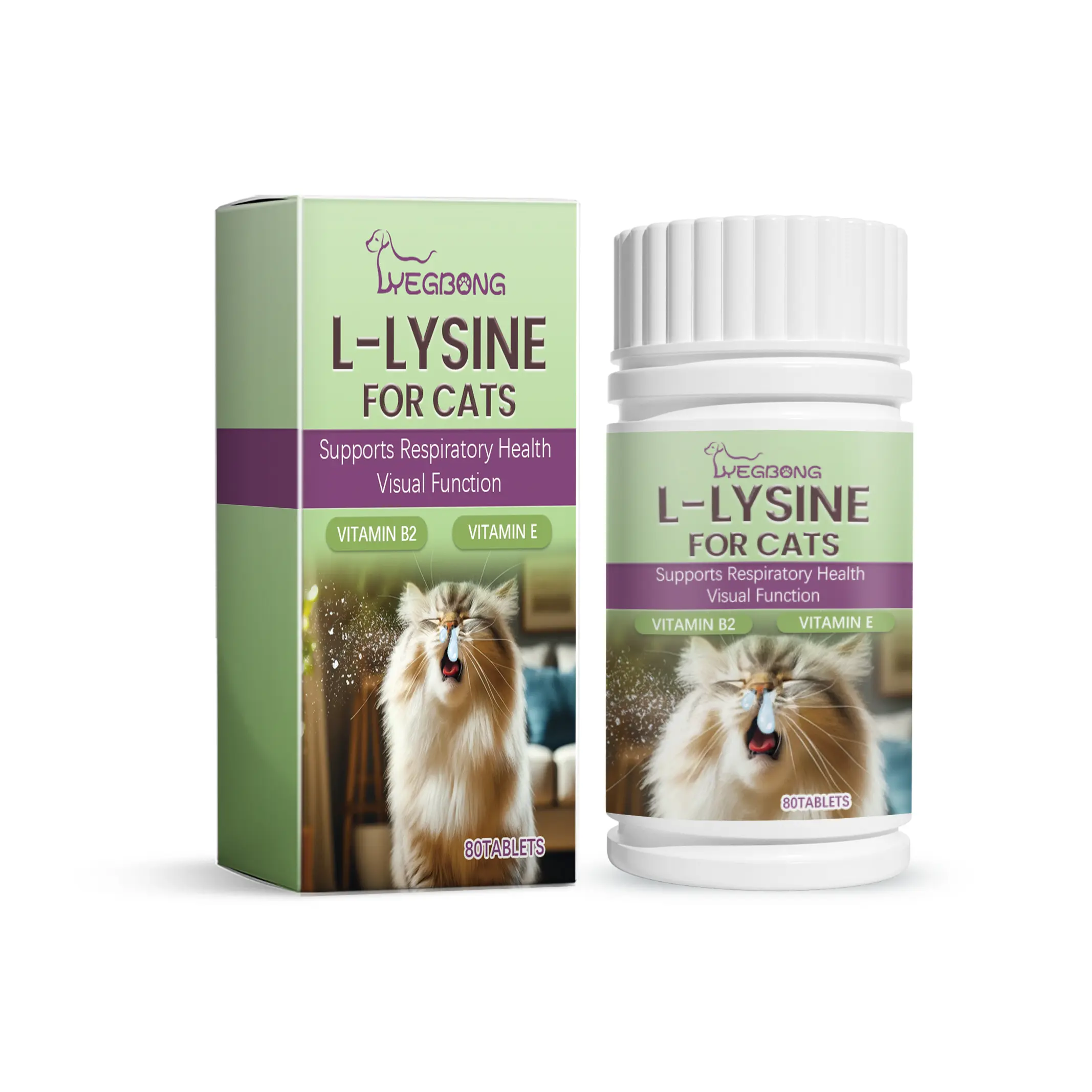 Yegbong Cat L-lysine Tablets Pet Cat Body Care to Maintain a Good Condition for Cats