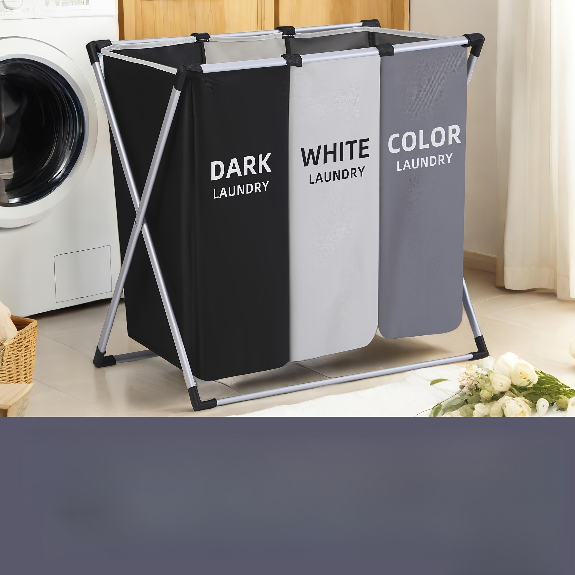 1pc Large Rectangular Laundry Hamper Basket with Handles - Durable Fabric, Dark Grey/White/Black Options, Multi-Component Design for Home, College Dorm, Bathroom & Bedroom - Stylish & Functional Clothes Storage Organizer, Laundry Baskets