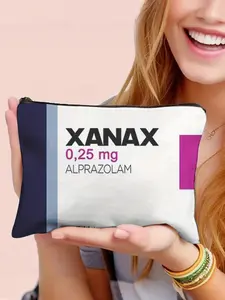 Leksal Xanax Medication Storage Bag, 0.25mg Tablets, Secure Zipper, Cosmetic Organizer, Foldable, All-Seasons, Casual Style