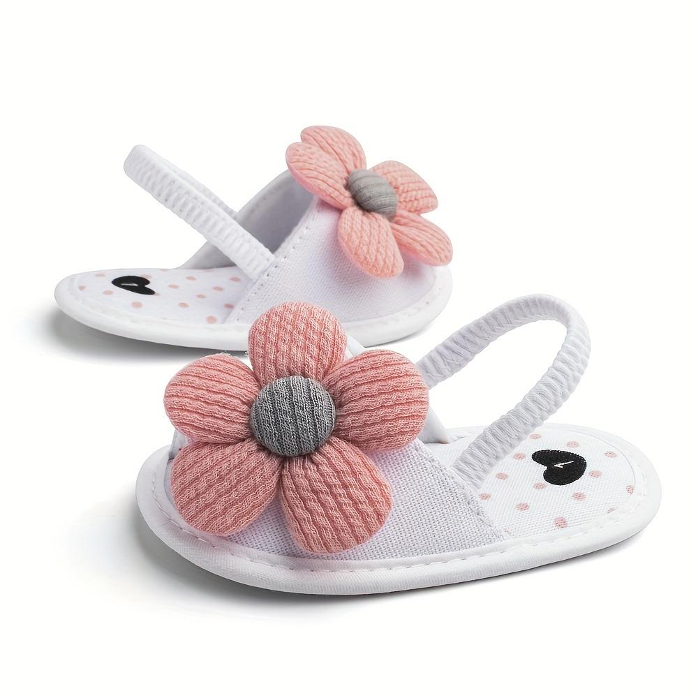 Trendy Cute Flower Decor Sandals Baby Girls, Breathable Lightweight Walking Shoes And