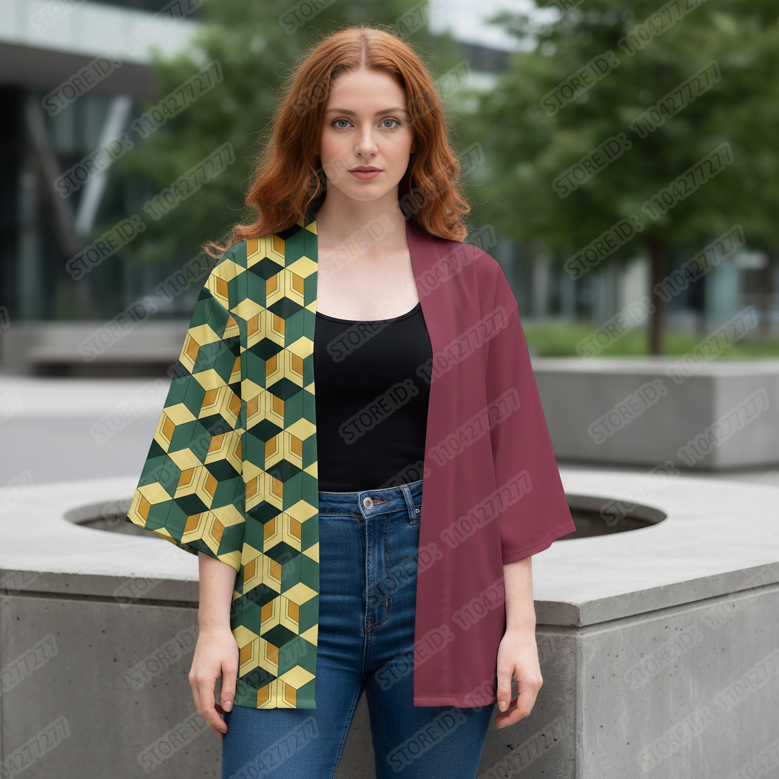 Japanese Anime Tanjirou Kamado Cosplay Kimonos for Men Women Summer Cloak Haori Kamade Nezuko Robe Outfits Kochou Shinobu Kimono