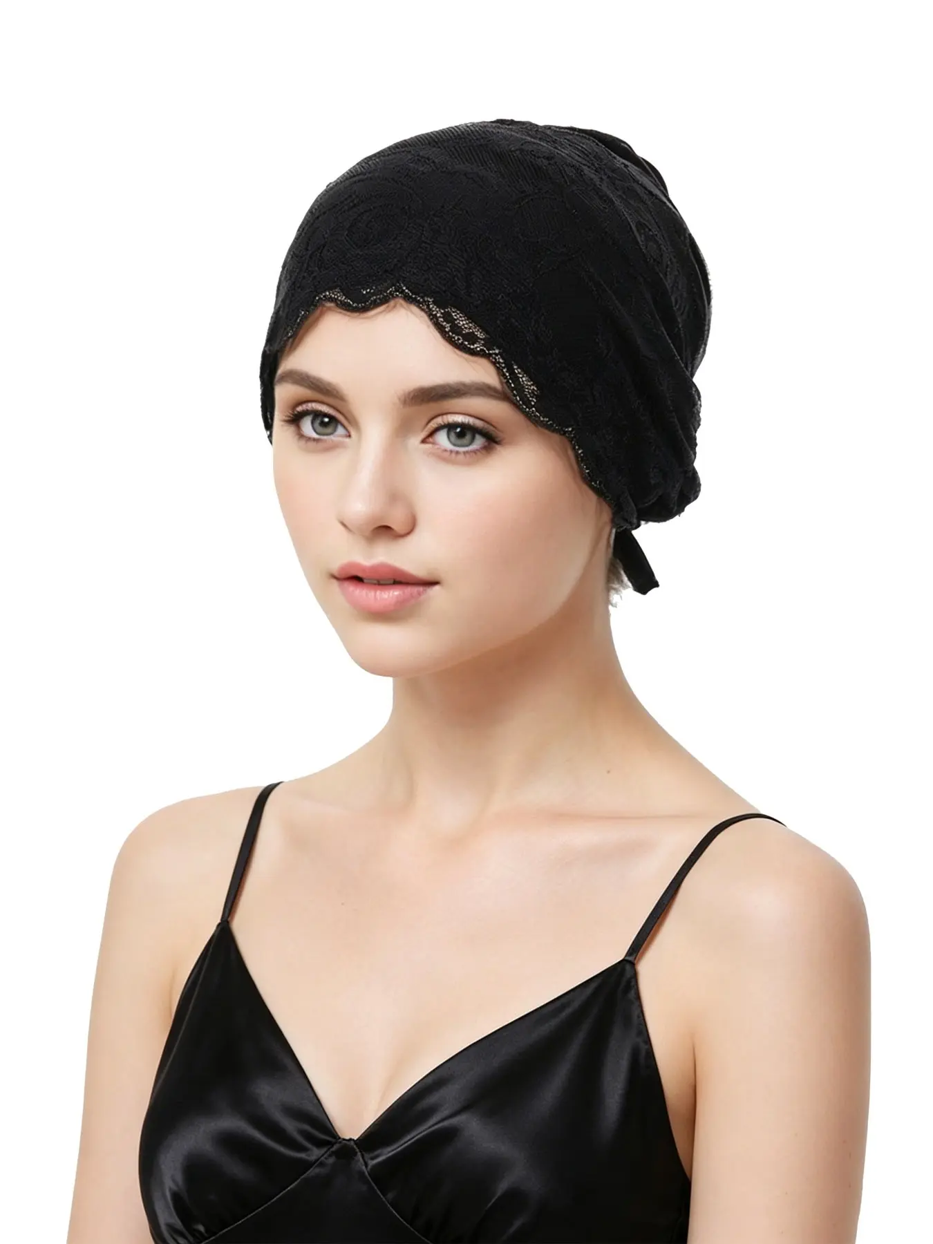Lace Turban Cap for Women, Stretchy Lightweight Beanie, Breathable Headwear for Chemo & Hijab, Comfortable and Stylish Accessory