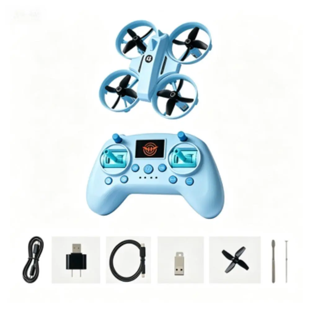 Adjustable Speed Settings 3D S4 Blue Compact Mini RC Quadcopter Drone - Rechargeable, Durable, Novice-Friendly Playful Flying Toy with Low-Battery Warning, 1-Key Takeoff & Landing, Distance Warnings, Simulator Function, 360° Rotations, Ideal Gift for Kids