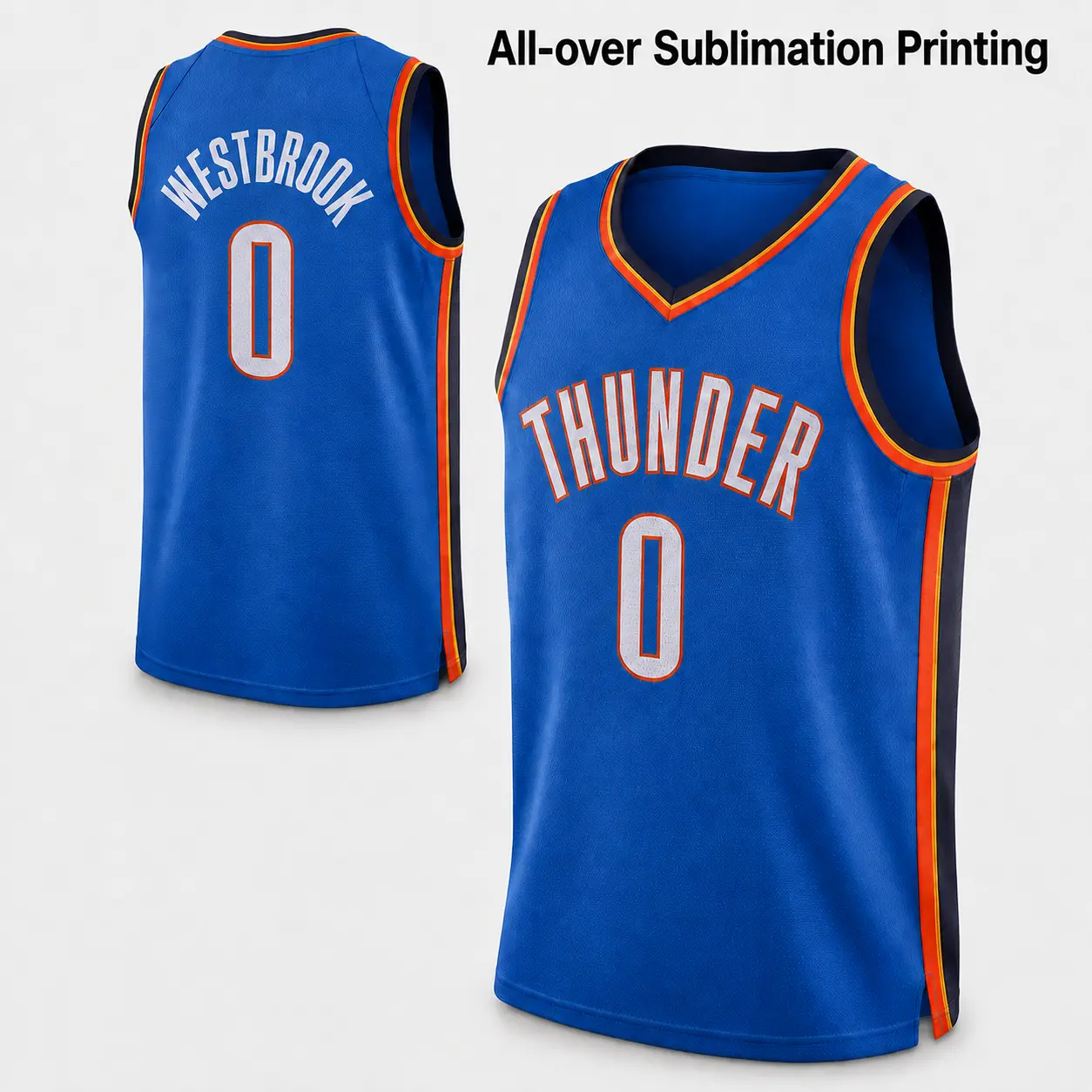 Unisex WESTBROOK #0 Blue Basketball Jersey, Westbrook Retirement Tribute, All-Over Sublimation Print, Retro Game Day Streetwear Fan Gift