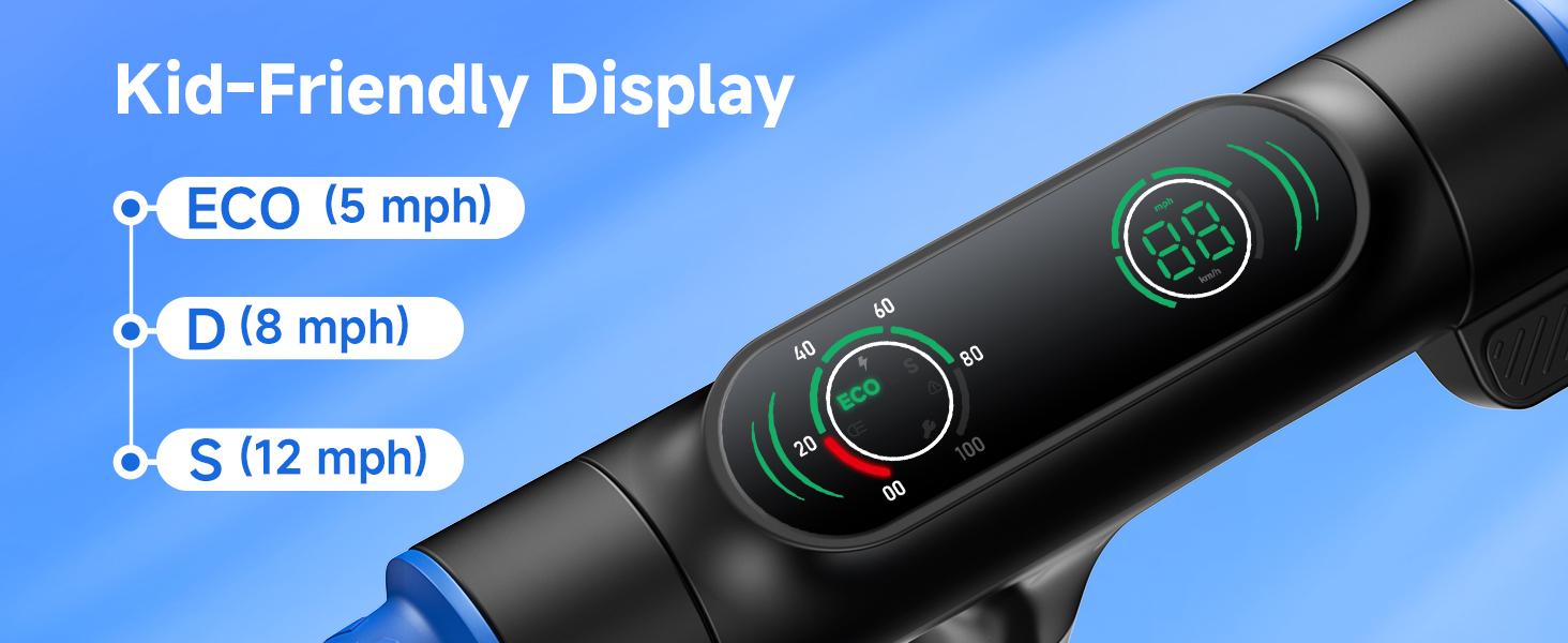 Foldable Kids Electric Scooter Ages 6 - 14, 150W-200W Motor, 3 - Speeds (5/8/12 Mph), Dual Brake, LED Display, Colorful Lights, UL 2272 Certified, 5 - inch Flash Tire, 154lb Max Load