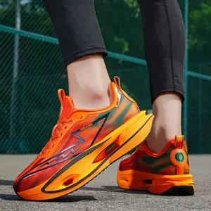 GGOR Men's-Women's Durable High-Elasticity Running Shoes - Fabric Upper, Round Toe, Striped Design, MD Outsole, All-Seasons Competitive Sports Footwear