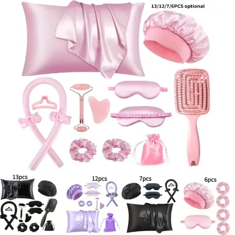 Heat-Free Curling Set, Overnight Heatless Curlers, Sleep-In Hair Styling Kit, Large-Wave Hairstyling Tool, No-Damage, Easy-to-Use Design for Natural Curls and Comfortable Wear