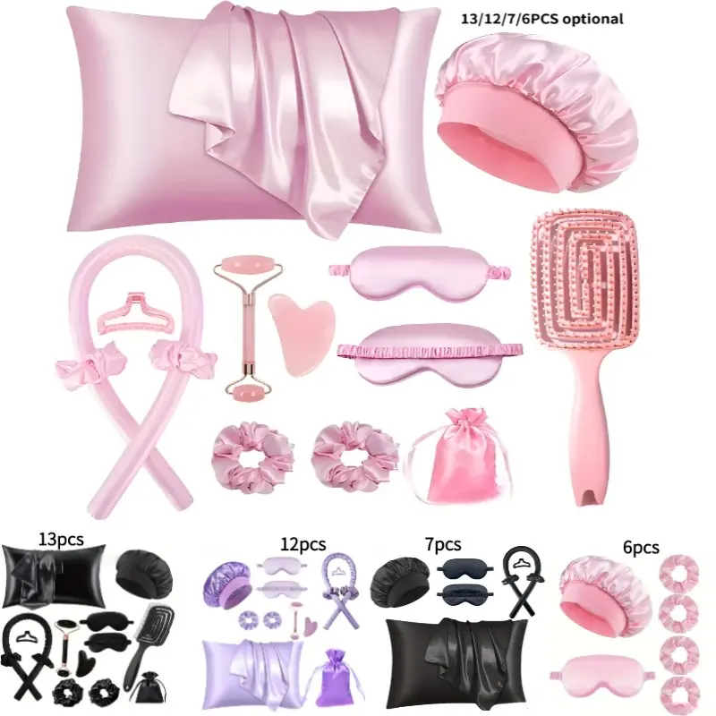 Heat-Free Curling Set, Overnight Heatless Curlers, Sleep-In Hair Styling Kit, Large-Wave Hairstyling Tool, No-Damage, Easy-to-Use Design for Natural Curls and Comfortable Wear