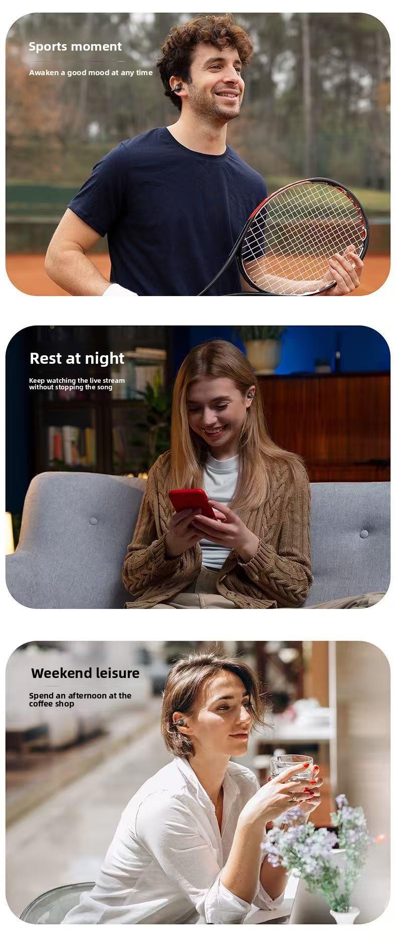 2026 New Berlin Sound Bluetooth Headphones with Ultra-Long Battery Life, Large Power, Bone Conduction, Non-In-Ear, Sports Ear Clip Stereo Bluetooth Headphones