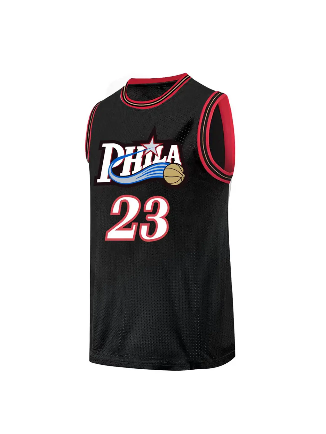 Men's Basketball Jersey 23 Vintage Embroidered Casual Training T-Shirt, Sport Round Neck Mesh Sleeveless, All Seasons Loose Fit