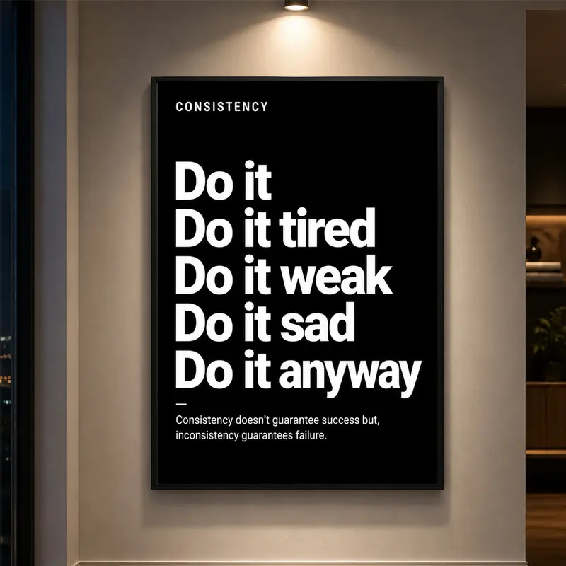 Viokalt Consistency Do It Anyway Quote Canvas Poster, Motivational Inspirational Wall Art, Gym Fitness Workout Print, Living Room Bedroom Home Gym Decor, Discipline Motivation, Positive Mindset, Office Wall Decor, Man Cave Decor, Athlete Gift