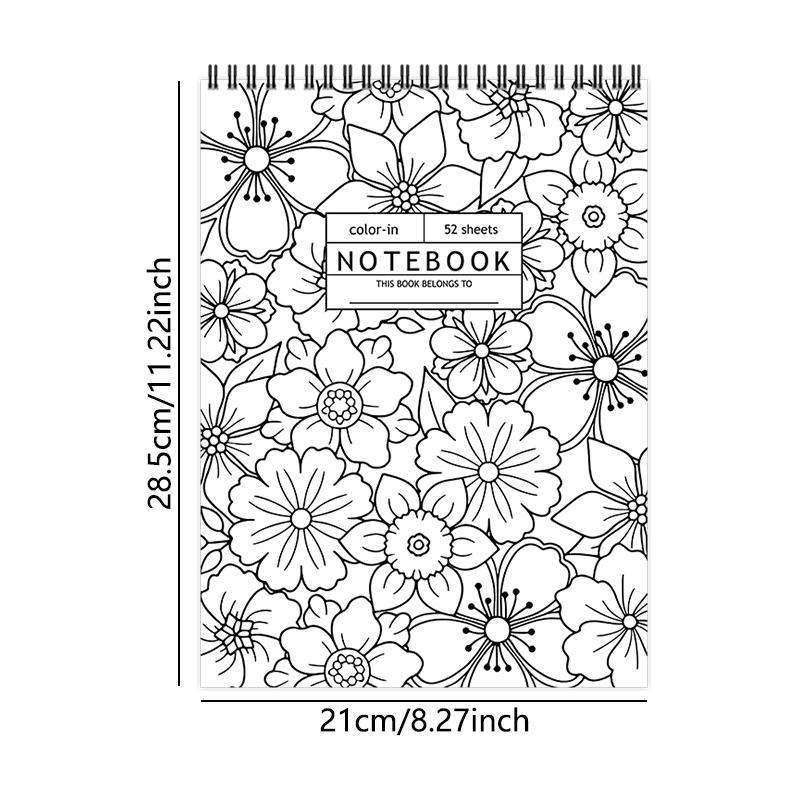 Floral Pattern Cover Spiral Notebook, 1 Count 52 Weeks Design Notebook, Suitable for Teens, Adults, Teachers, Perfect for Those Who Love Coloring and Doodling