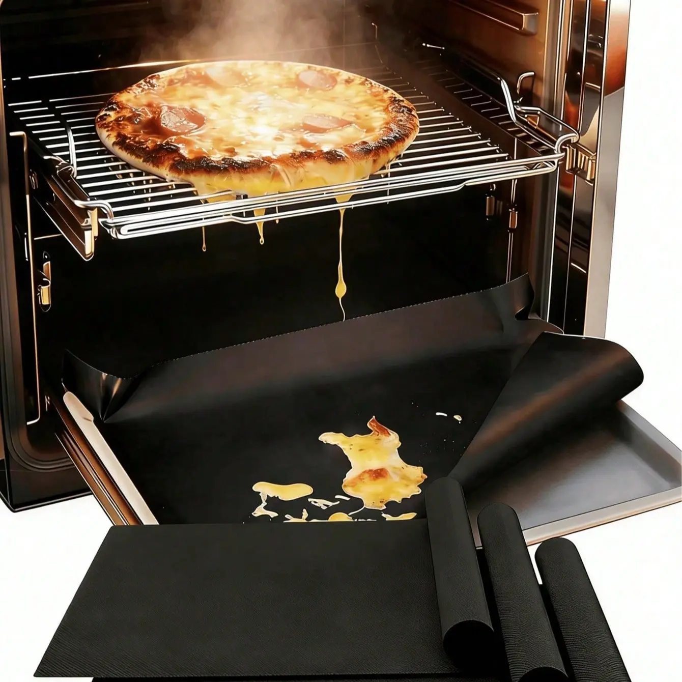 4-Pack Oven Pads, Easy Clean Oven/stove Bottom Protector, Non-Stick Heat Resistant Baking Mats, Durable Thickened Oven Liners, Leak Proof