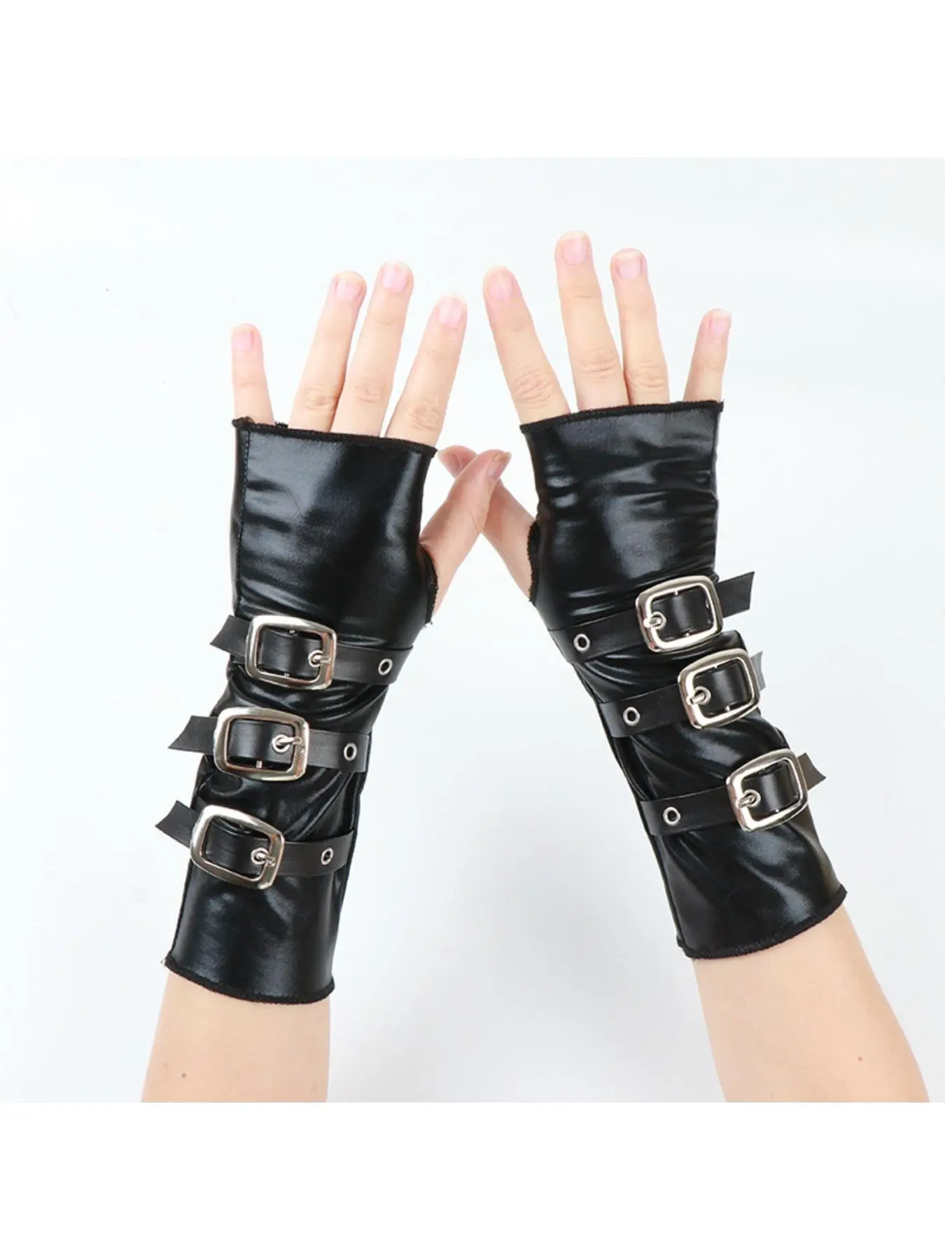 Simple Solid Color Half Fingered Gloves Gothic Retro Edgy Style Fingerless Short Sleeves Spicy Girl Daily Dressing Decorative Sleeves